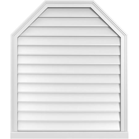 Octagonal Top Surface Mount PVC Gable Vent W/ 2W X 2P Brickmould Sill Frame, 34W X 40H